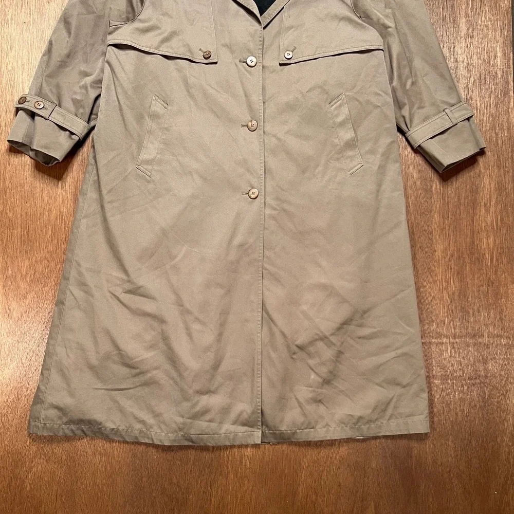 London Towne Vintage Trench Coat Tan Taupe Zip Out Lining Mens 14 Reg RN 68369 - Picture 2 of 13